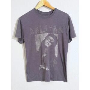 Aaliyah Y2K Style Women's XL Faded Gray Grunge Tee Graphic R&B T-Shirt Soft